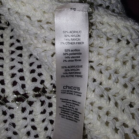 Chico's Shine Striped Charlotte Pullover Open Weave Sweater Size 3 (XL) - Picture 7 of 7
